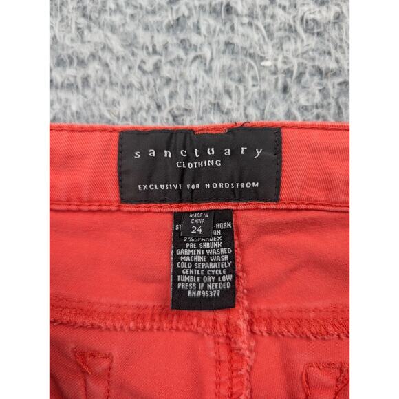 Sanctuary Jeans Women 24 Salmon Cropped Slim Denim Stretch Low Rise Normcore - Picture 4 of 10